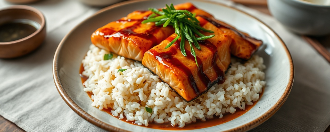 Miso Glazed Salmon with Edamame Rice