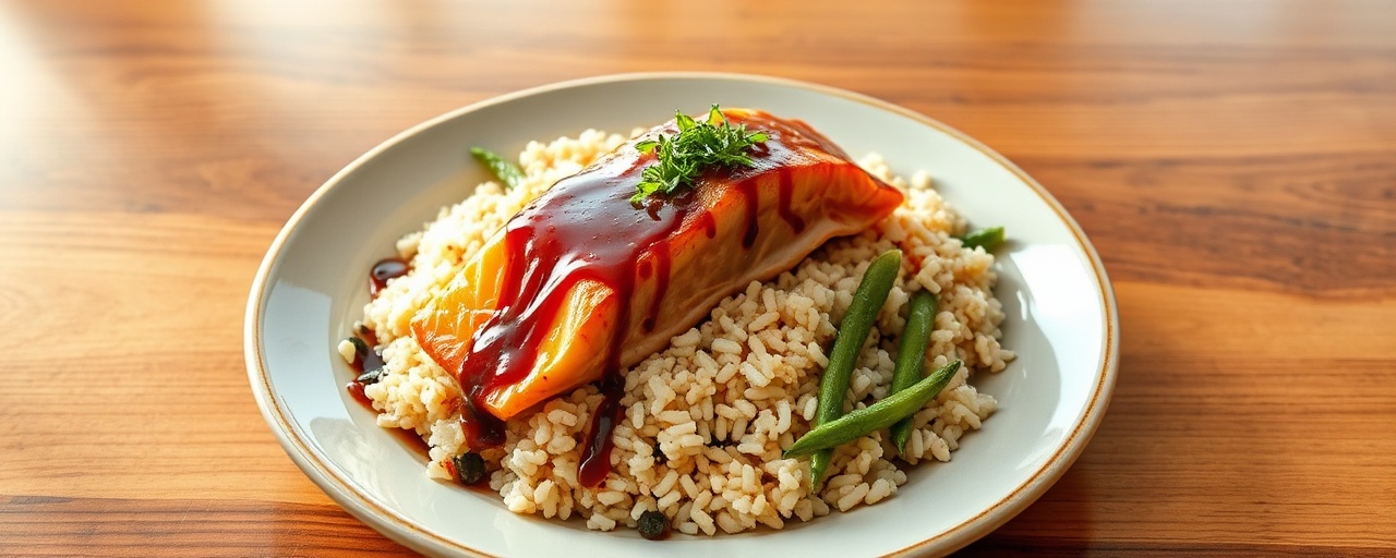 Miso Glazed Salmon with Edamame Rice