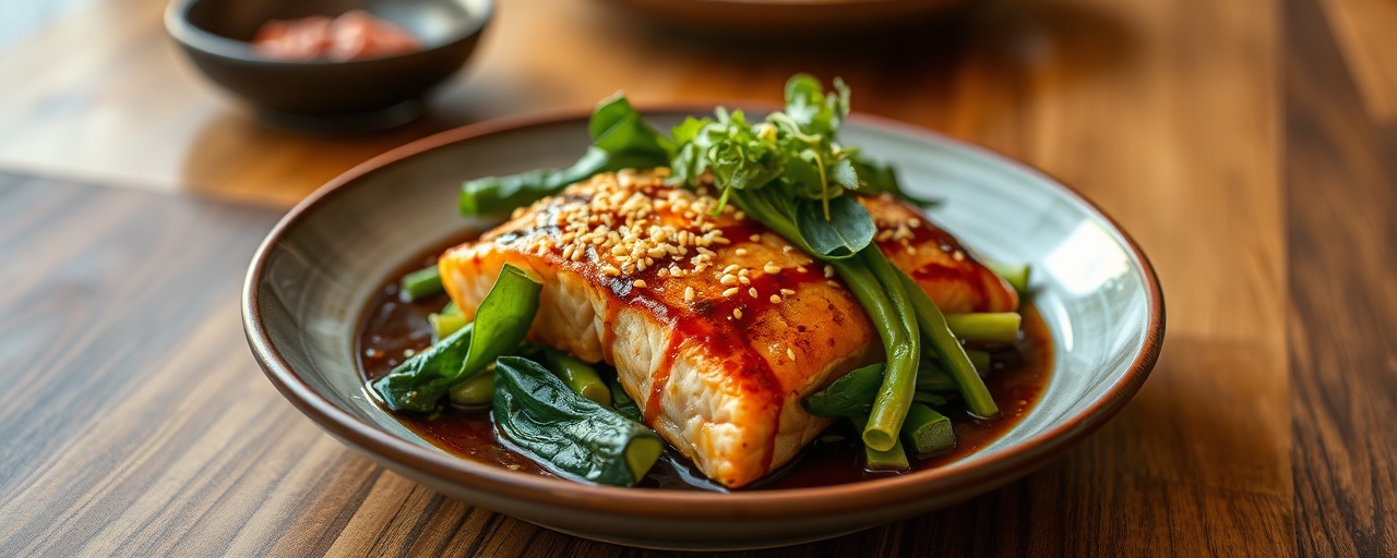 Miso-Glazed Salmon with Sesame-Ginger Bok Choy