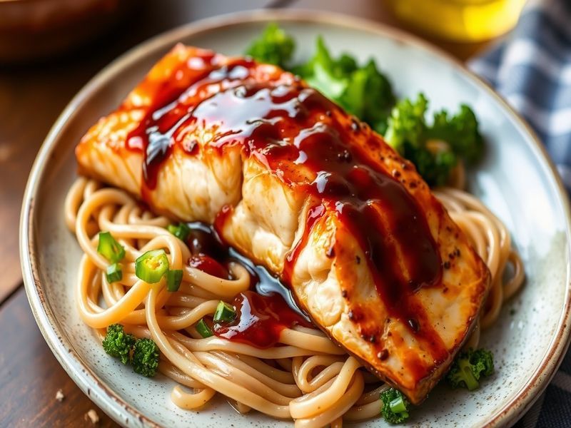 Miso Glazed Salmon with Soba Noodle Salad