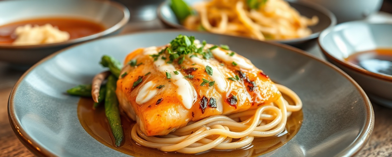 Miso Glazed Salmon with Soba Noodle Salad