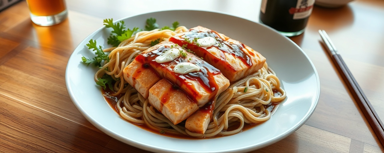 Miso Glazed Salmon with Soba Noodle Salad