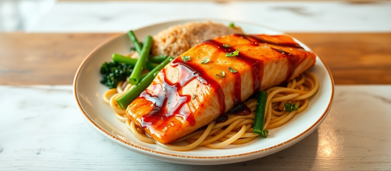 Miso Glazed Salmon with Soba Noodles