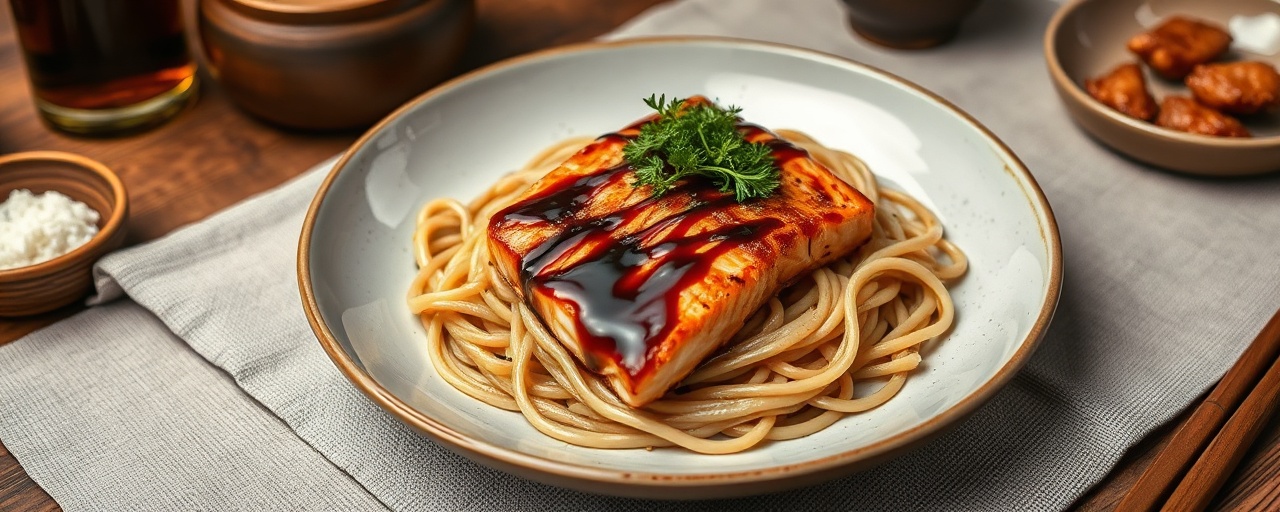 Miso Glazed Salmon with Soba Noodles