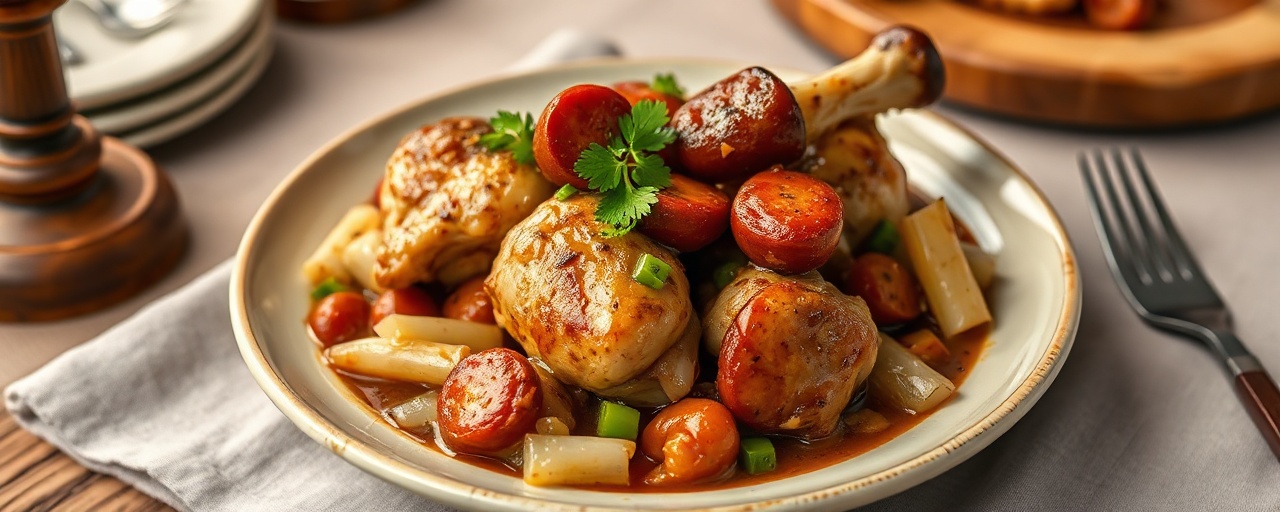 Miso-Infused Cajun Clay Pot Chicken and Sausage