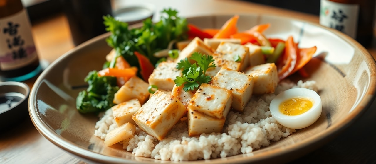 Miso-Marinated Tofu Donburi with Quick-Pickled Vegetables