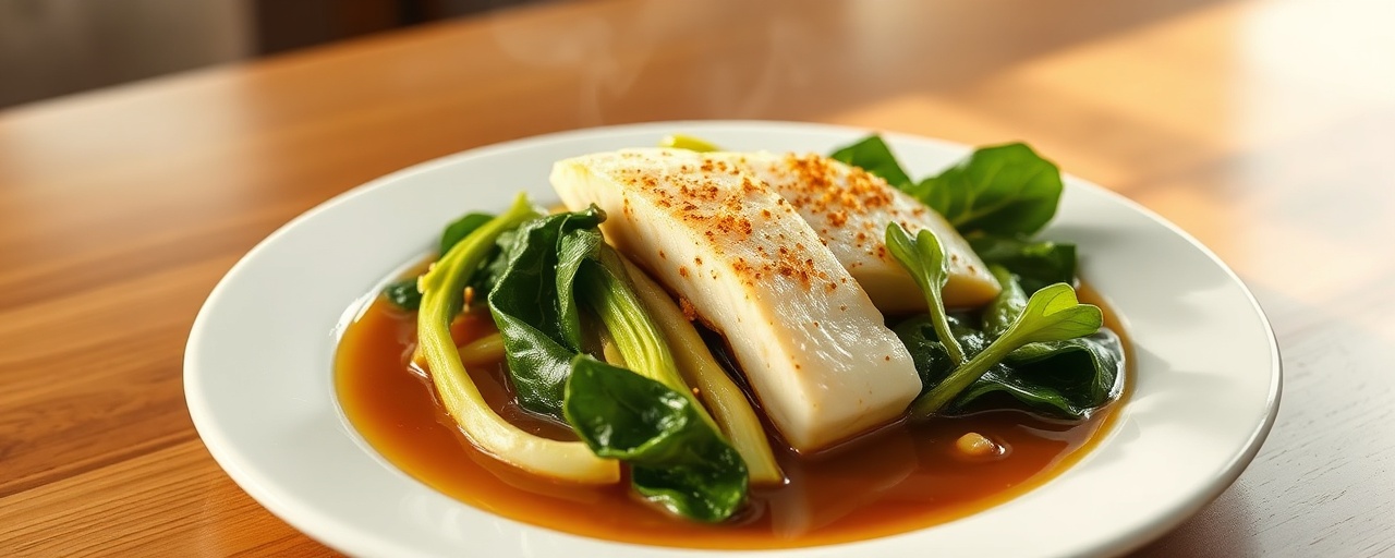 Miso-Poached Mahi-Mahi with Wilted Bok Choy