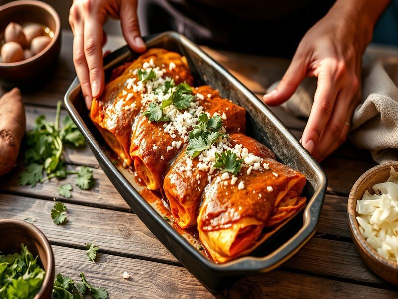 Mole Poblano Enchiladas with Sweet Potato