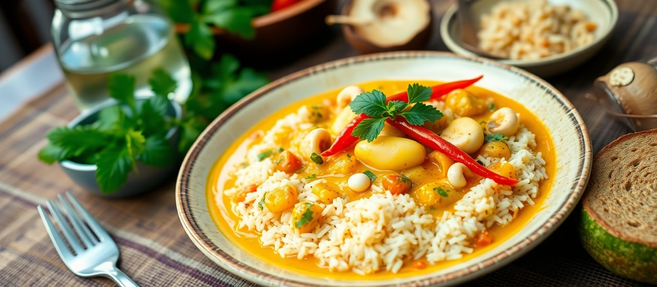 Moqueca de Palmito with Cashew Rice