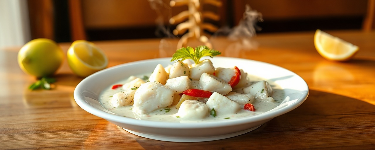 Moqueca Grelhada de Peixe com Leite de Coco e Pimentões