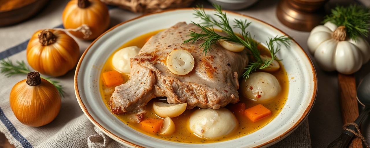 Moravian Coconut Pork Stew with Dill Dumplings