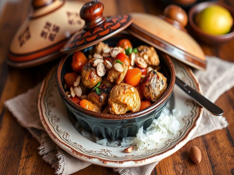 Moroccan Chicken Tagine with Apricots and Almonds
