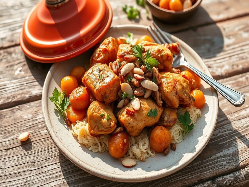 Moroccan Chicken Tagine with Apricots and Almonds