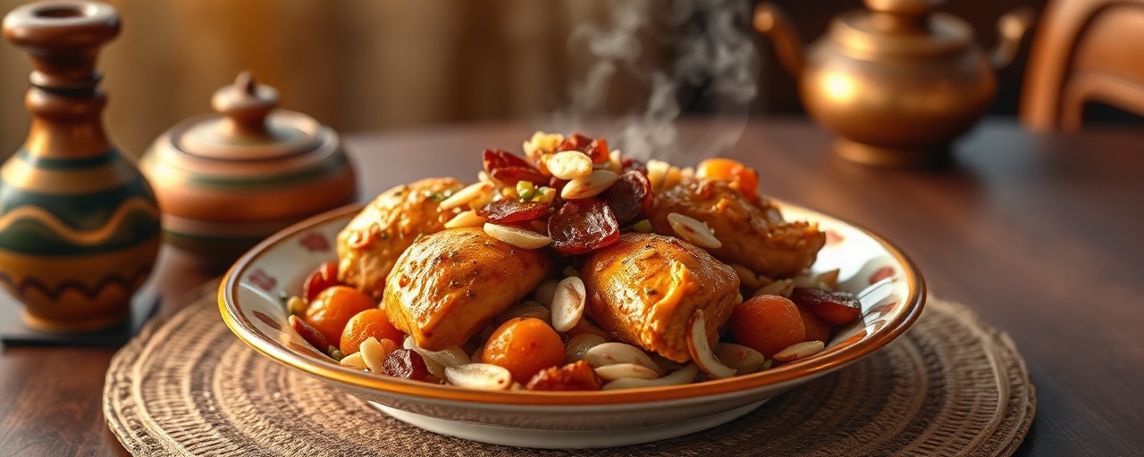 Moroccan Chicken Tagine with Apricots and Almonds