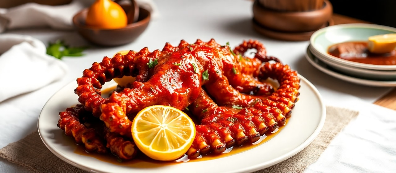 Moroccan Fire-Roasted Octopus with Harissa-Lemon Glaze