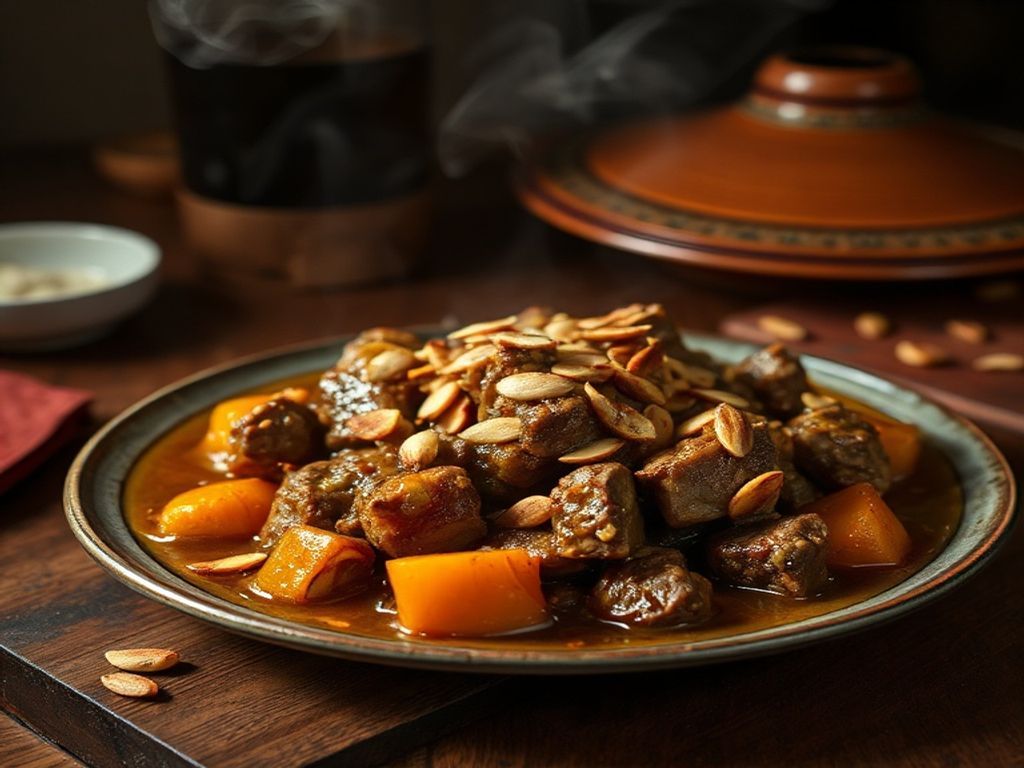 Moroccan Lamb and Apricot Tagine with Toasted Almonds