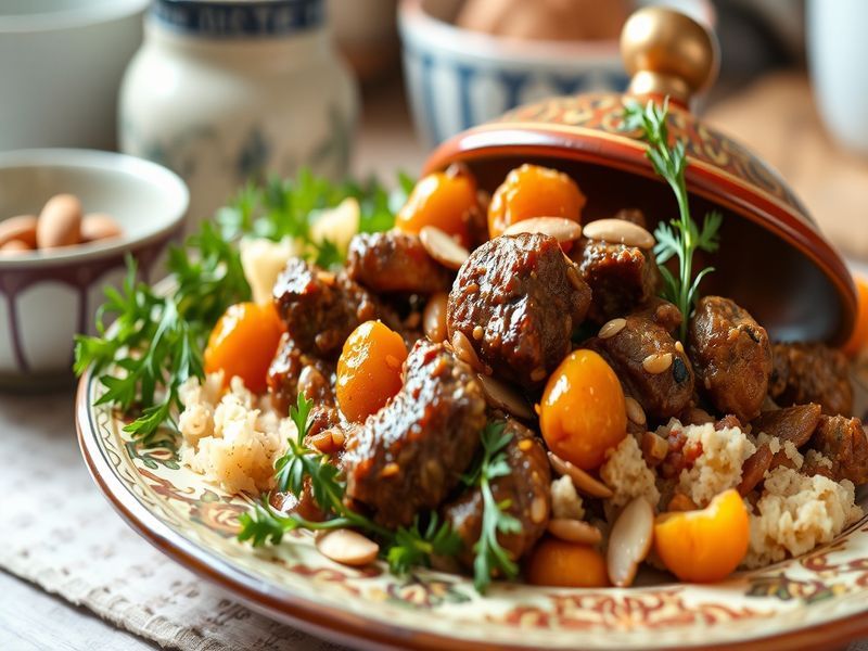Moroccan Lamb Tagine with Apricots and Almonds