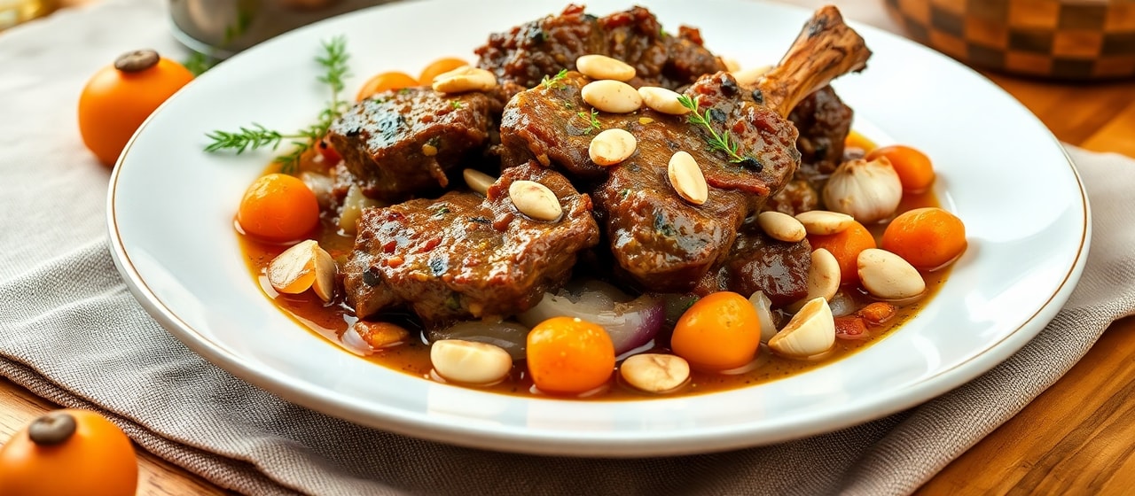 Moroccan Lamb Tagine with Apricots and Almonds