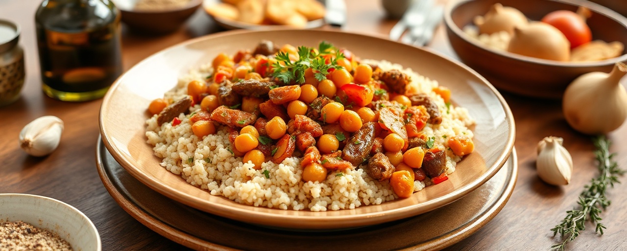 Moroccan Spiced Chickpea and Vegetable Tagine with Lemon-Herb Couscous