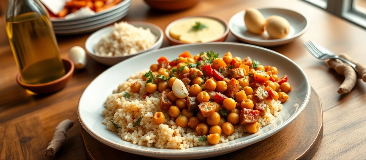 Moroccan Spiced Chickpea and Vegetable Tagine with Lemon-Herb Couscous