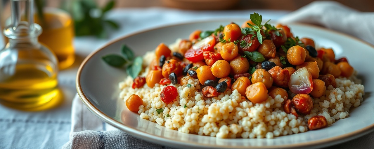 Moroccan Spiced Chickpea and Vegetable Tagine with Lemon-Herb Couscous