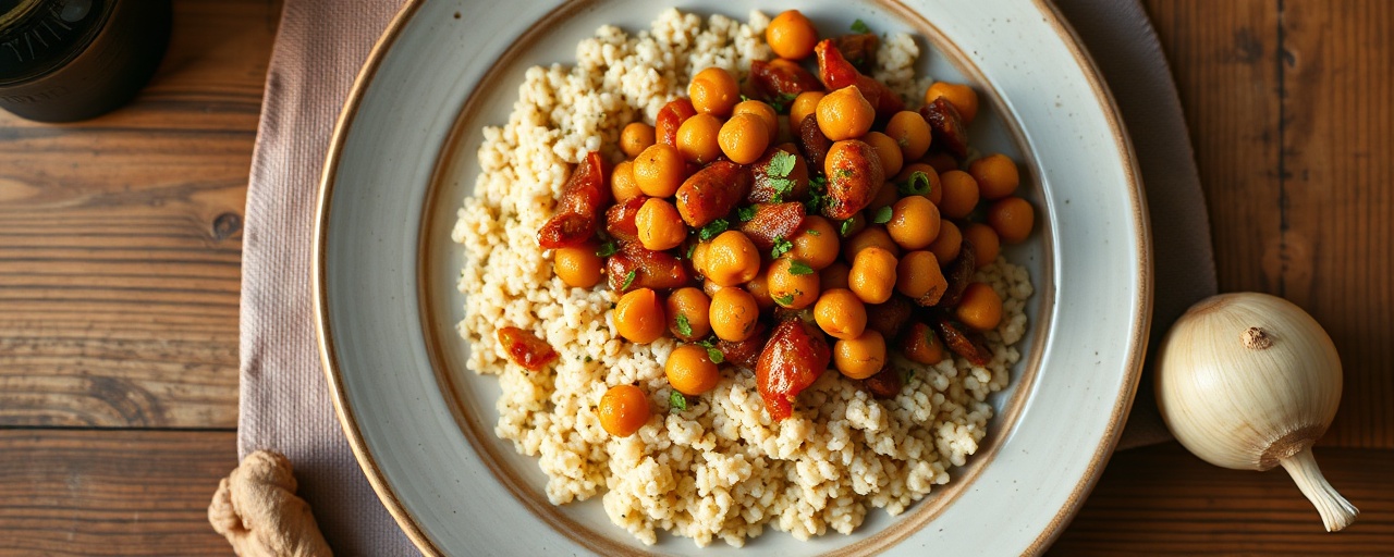Moroccan Spiced Chickpea and Vegetable Tagine with Lemon-Herb Couscous