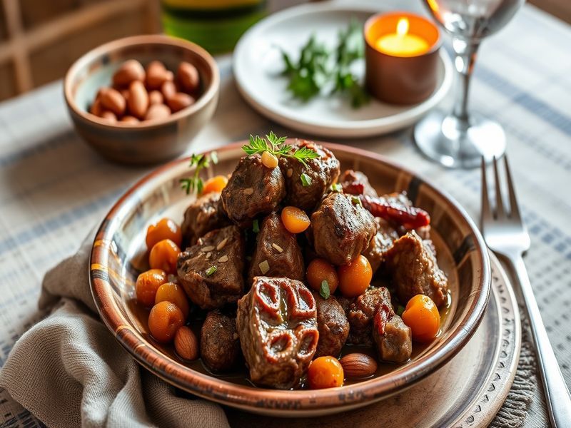Moroccan Spiced Lamb Tagine with Apricots and Almonds