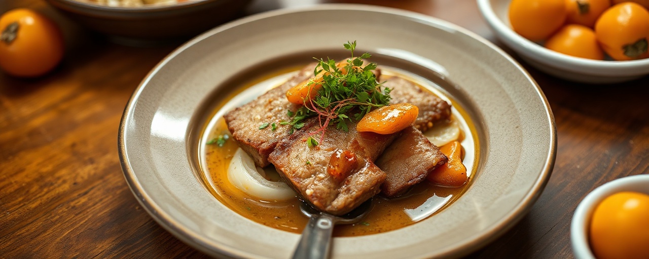 Moroccan Steamed Pork Belly with Saffron & Apricots