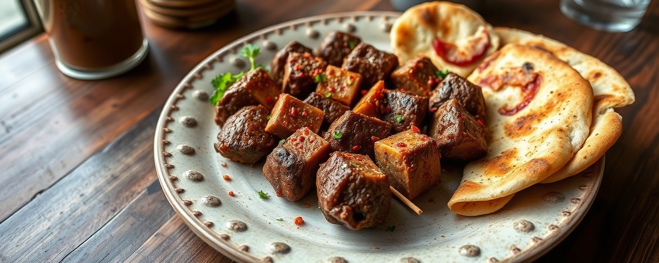 Moroccan Sumac-Spiced Lamb Brochettes with Oven-Fired Sumac Flatbread