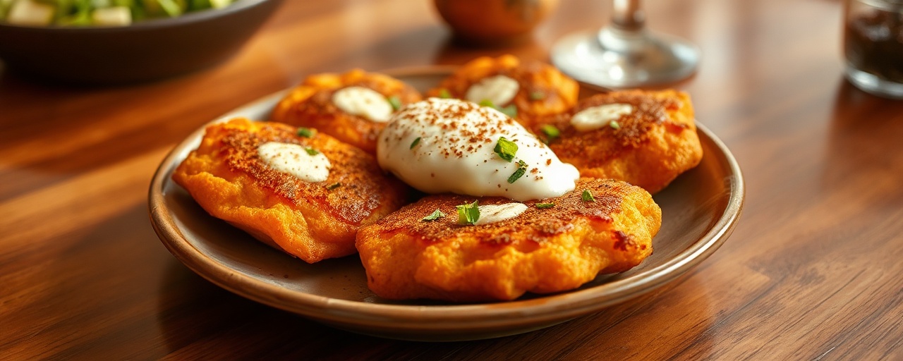 Muchines de Camote Rellenos (Flash-Fried Sweet Potato Fritters with Fresh Cheese)