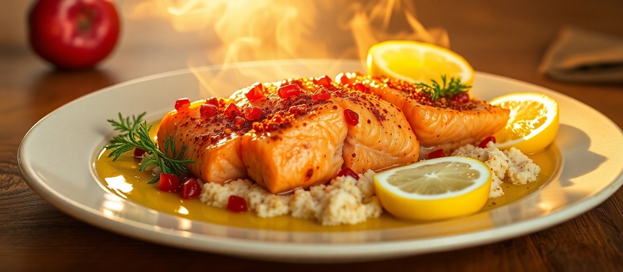 Narhı Somon Kapama (Pomegranate-Sumac Slow-Cooked Salmon)