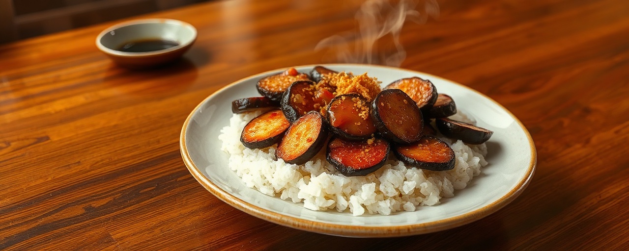 Nasu Miso Agedashi (Crispy Deep-Fried Eggplant with Sweet Miso Glaze)