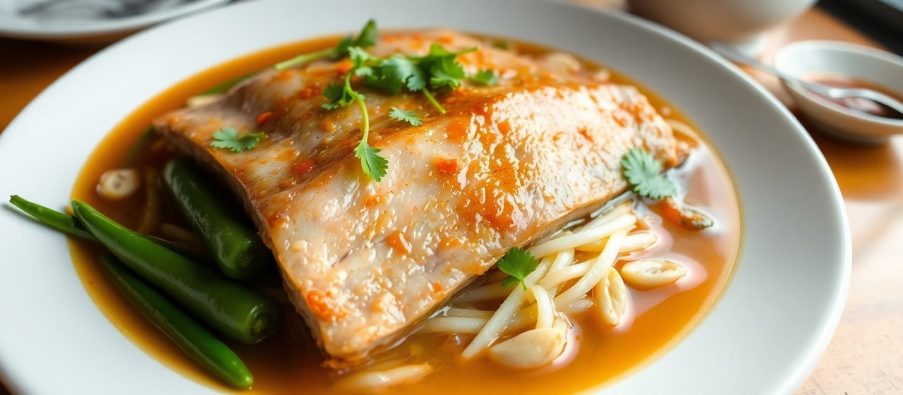 Neung Moo Sam Chan Manao (Steamed Pork Belly with Spicy Lime Dressing)