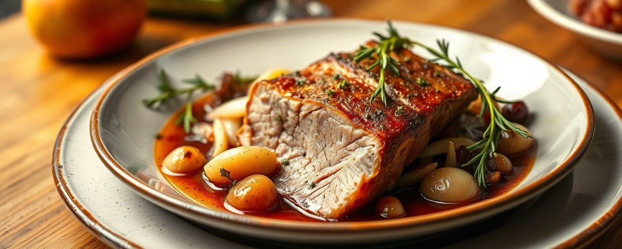 Nordic Braised Pork Belly with Apple and Juniper