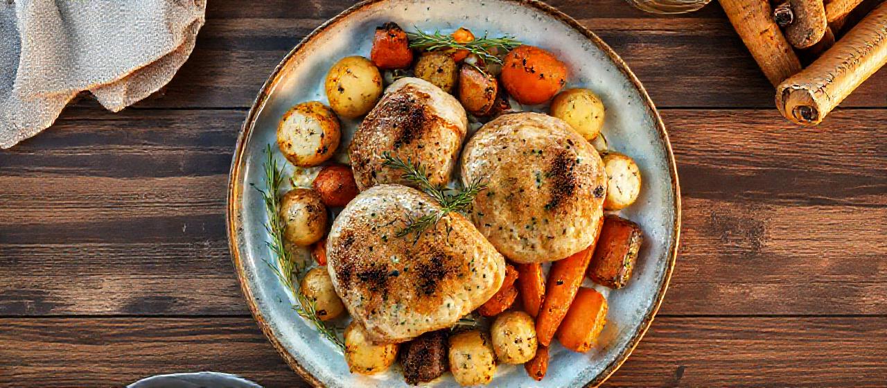 Nordic Creamy Dill Chicken with Roasted Root Vegetables