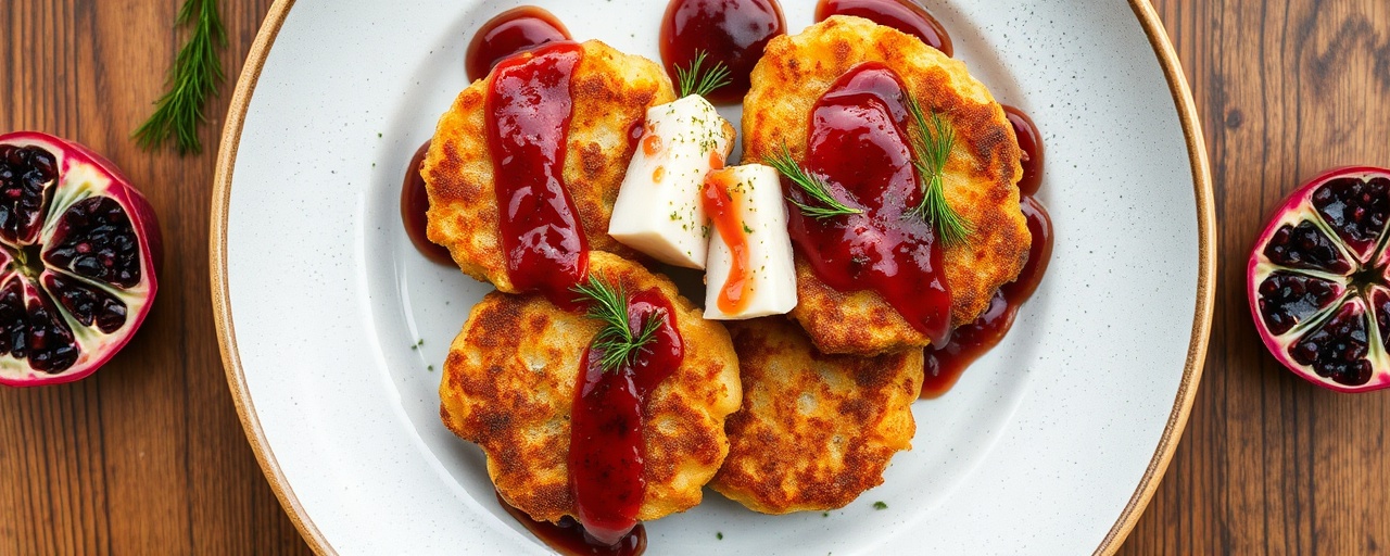 Nordic Crispy Fish Fritters with Pomegranate-Dill Glaze