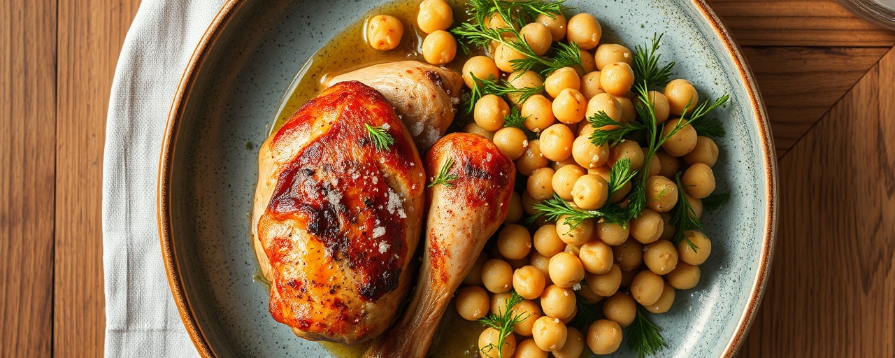 Nordic Cured Chicken Thighs with Warm Dill and Horseradish Chickpea Salad