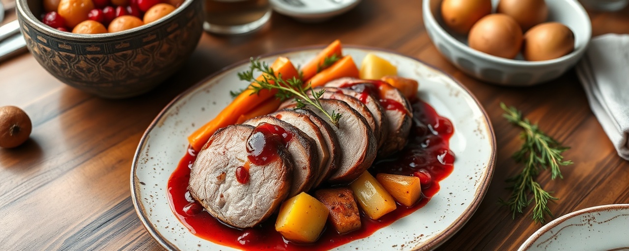 Nordic Roasted Duck Breast with Juniper Pomegranate Glaze