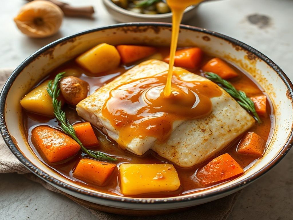 Nordic Saffron Cod and Root Vegetable Simmer