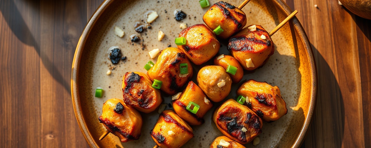 Pan-Asian Charcoal-Grilled Galangal Chicken Skewers