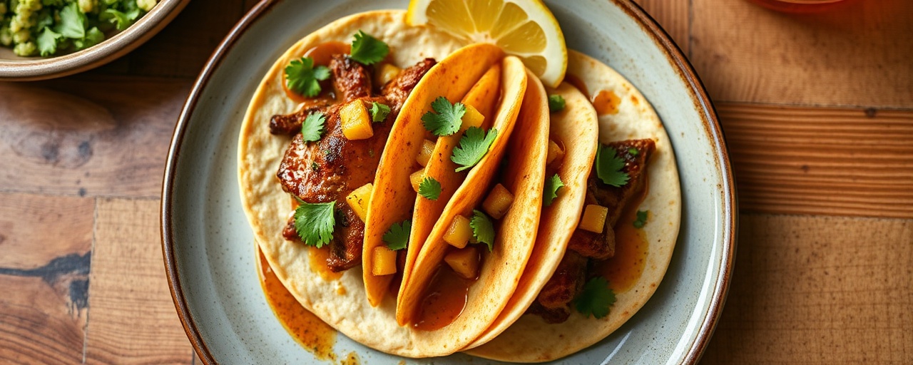 Pan-Seared Achiote Miso Pork Al Pastor Tacos