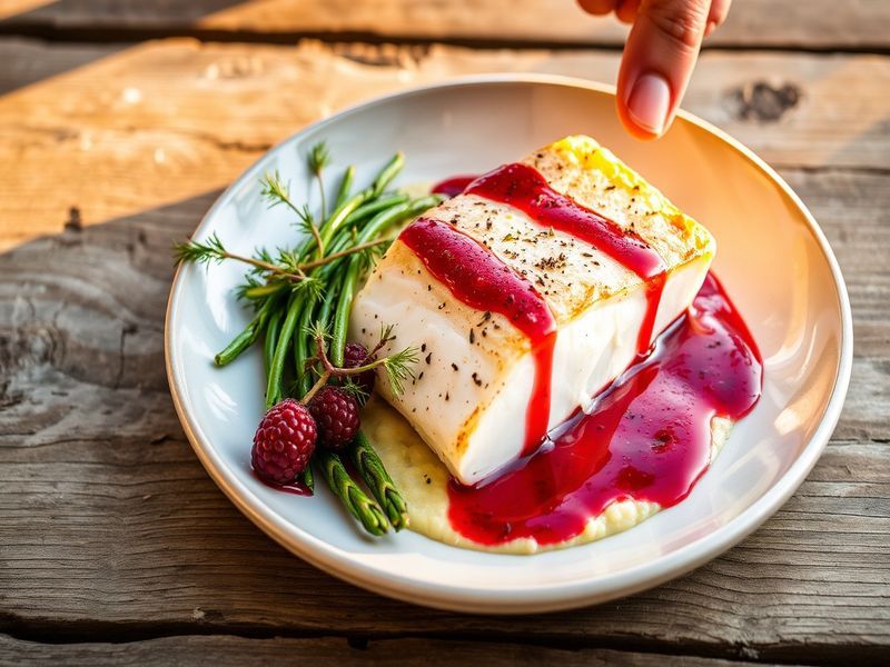 Pan-Seared Arctic Char with Dill-Infused Potato Puree and Lingonberry Glaze