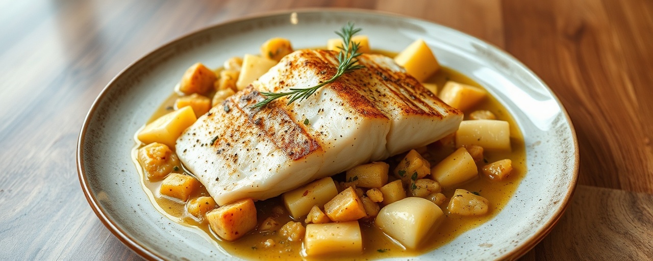 Pan-Seared Arctic Char with Galangal-Dill Brown Butter and Root Vegetable Mash