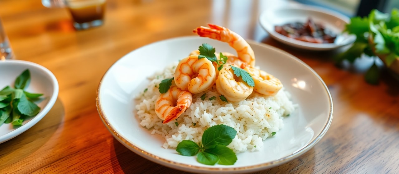 Pan-Seared Coconut-Lime Shrimp with Thai Basil Rice