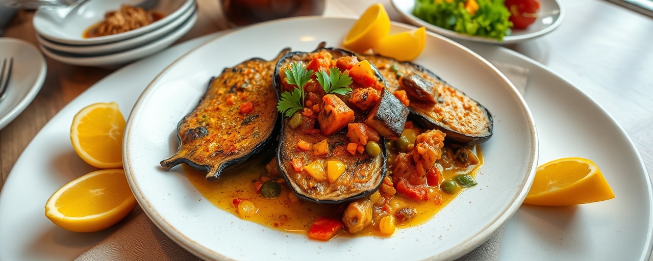 Pan-Seared Eggplant with Bobotie Spices and Chakalaka-Inspired Relish