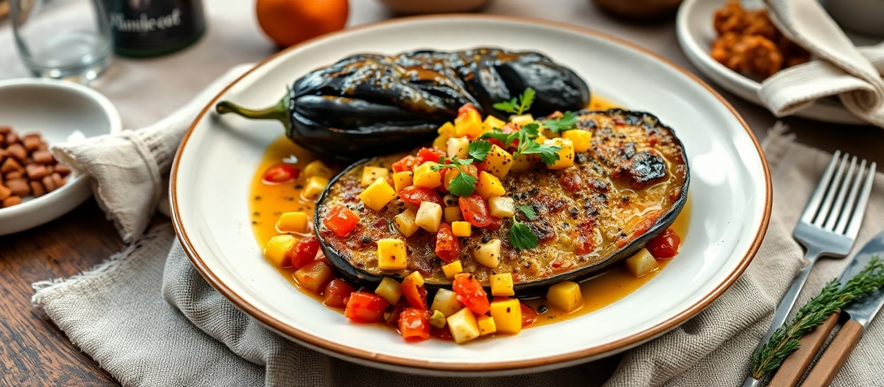 Pan-Seared Eggplant with Smoky Tomato and Corn Relish