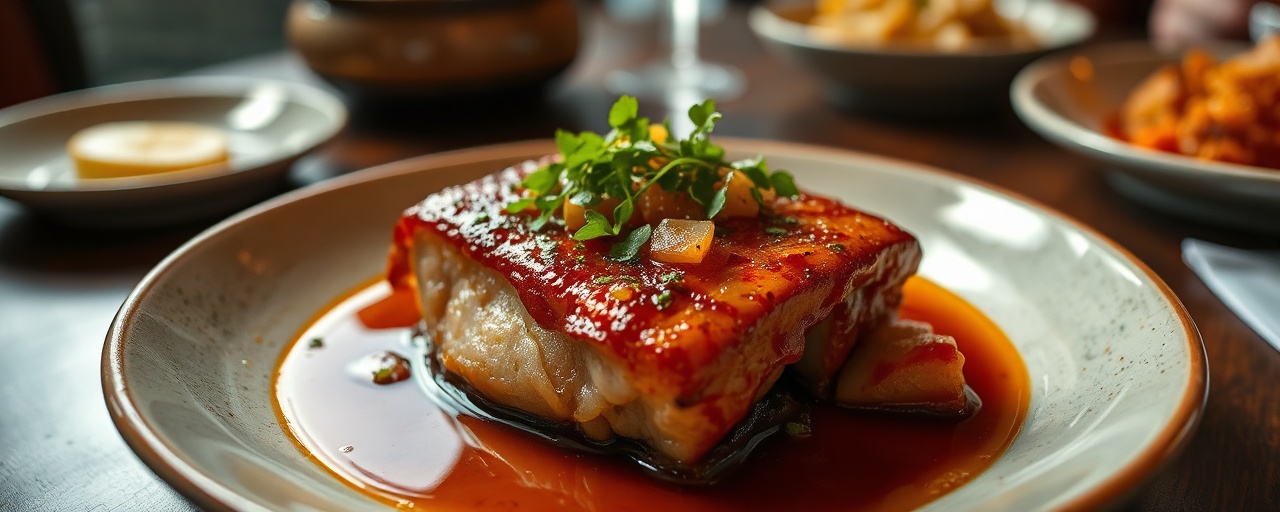 Pan-Seared Filipino Liempo with Calamansi-Atsuete Glaze
