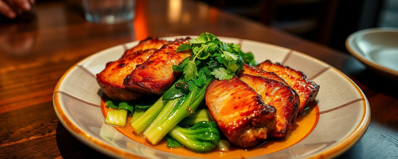 Pan-Seared Five-Spice Duck with Miso-Ginger Glaze and Stir-fried Bok Choy
