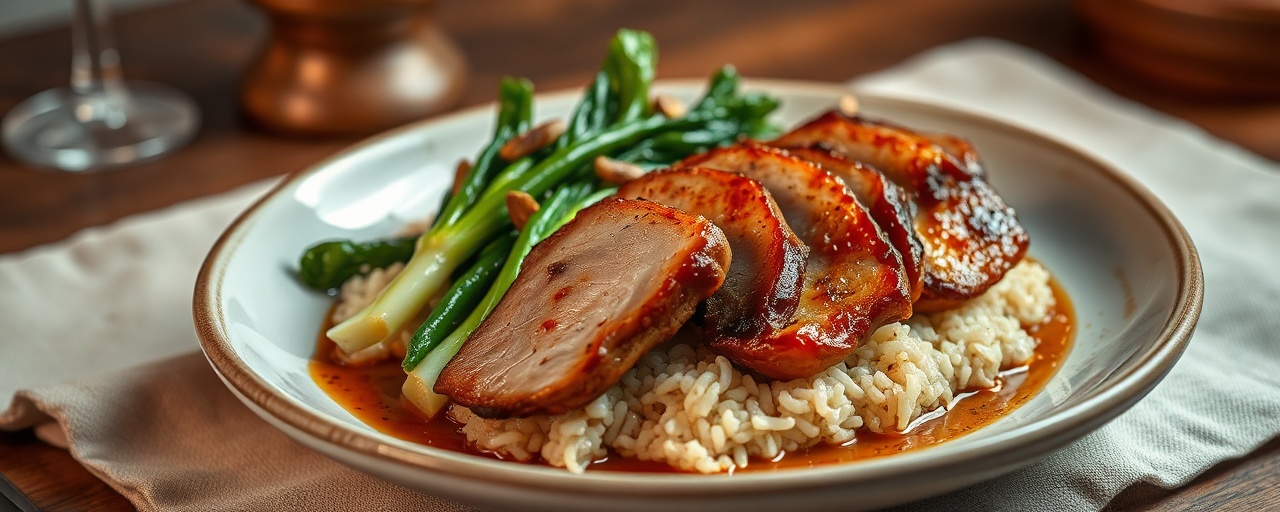 Pan-Seared Five-Spice Duck with Miso-Ginger Glaze and Stir-fried Bok Choy