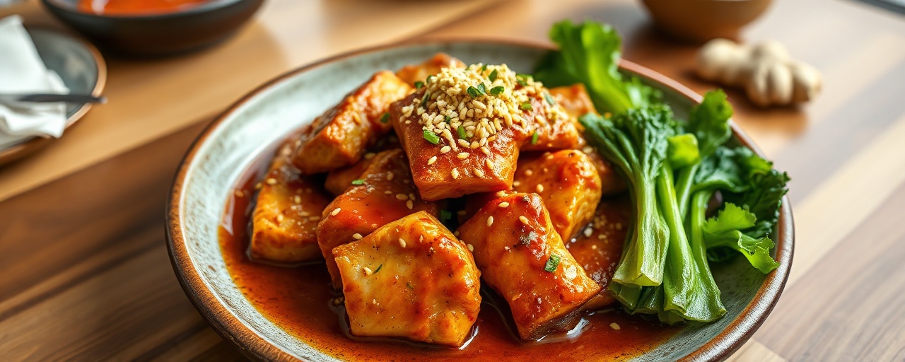 Pan-Seared Gochujang-Tahini Dak-gui with Sesame Bok Choy
